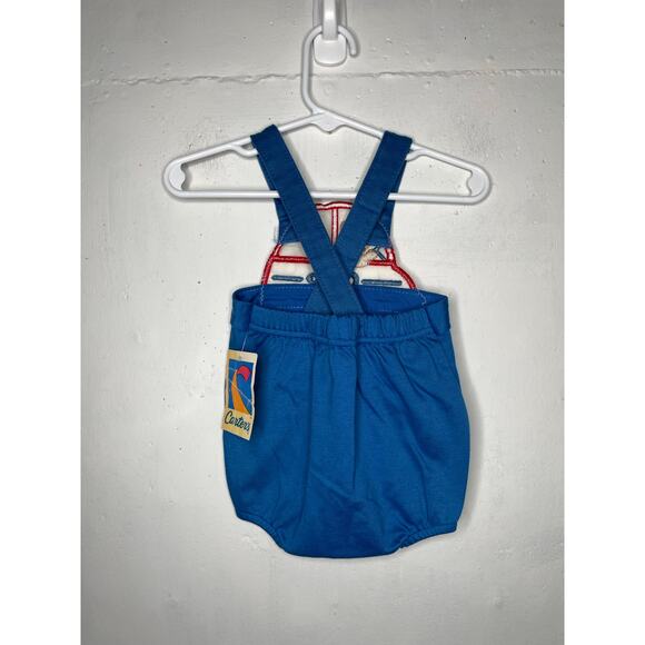 NEW Vintage Carters Teddy Bear in Car Blue Overalls Shortalls Romper Size 18 Mo - Picture 3 of 7